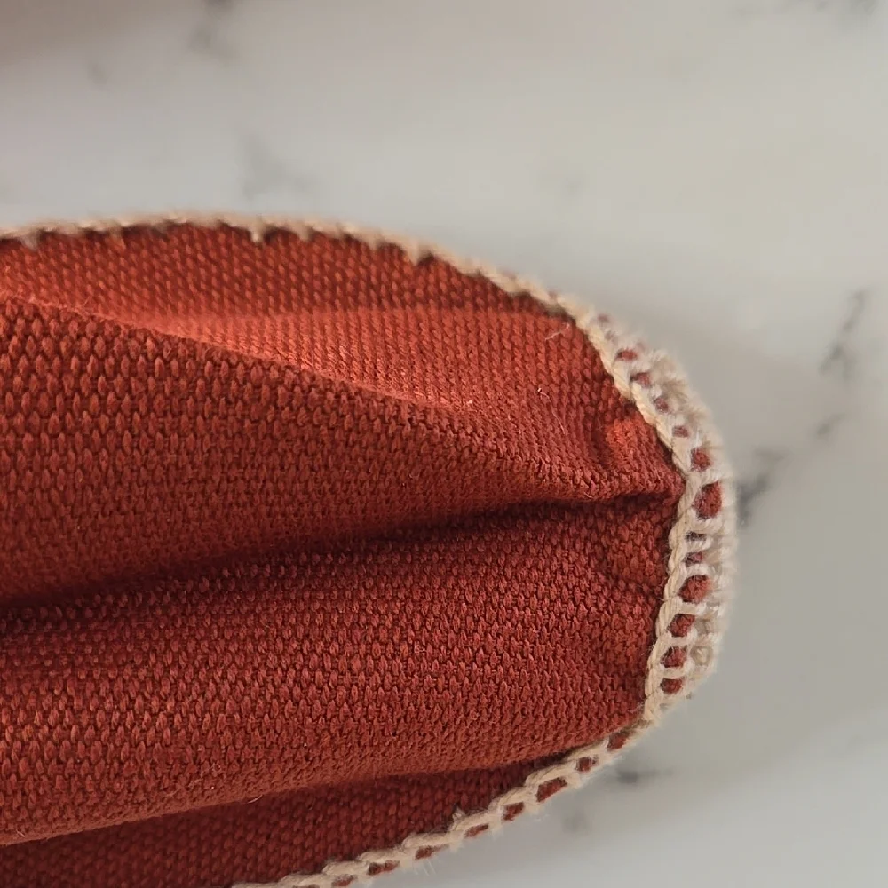 Cousu Main Rust Orange Espadrille Flats – Boho Summer‎ Slip-On Shoes 35C